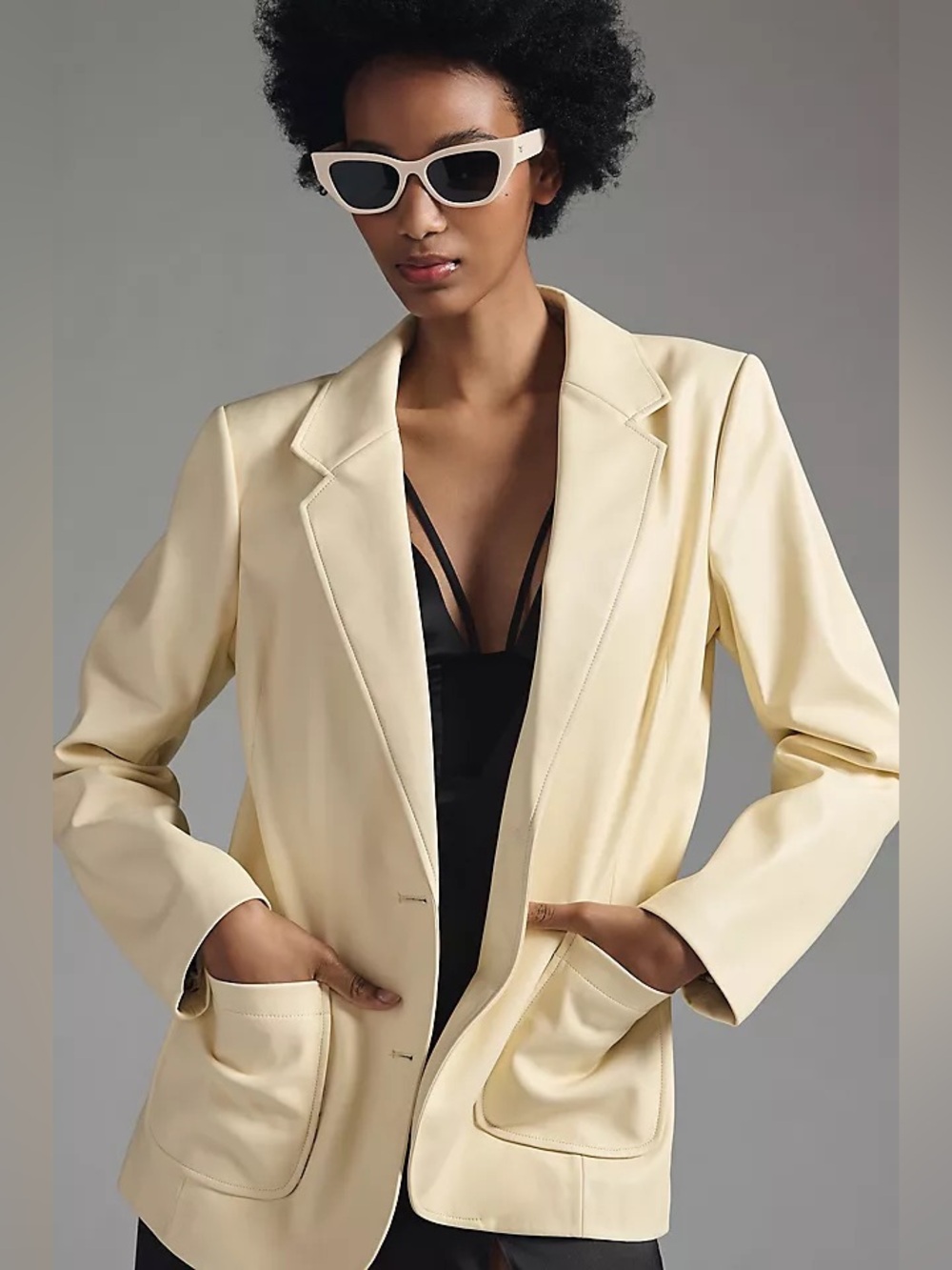 Anthropologie Cream Tailored Blazer Jacket